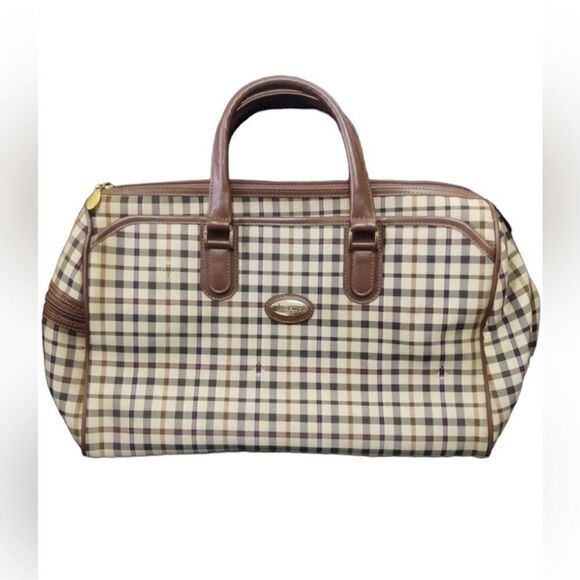 Lasserre Paris Unisex Vintage Checkered Boston Bag - Picture 1 of 11